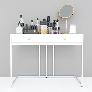 Commode minimaliste en chêne avec miroir et structure en MDF, pieds en fer 100x40cm, mobilier de maison - Product Image 2