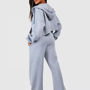 Ensemble de survêtement à capuche court 2 pièces élégant pour femme, ensemble de survêtement moelleux à fermeture éclair, survêtement pour femme 2026 - Product Image 6