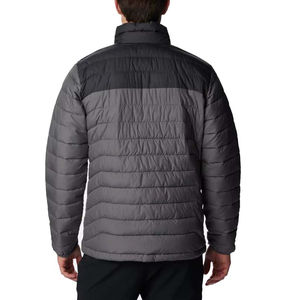 Blouson matelassé pour homme avec logo personnalisé, col montant, léger, design color block, chaud, isolé pour les sports de plein air - Product Image 2