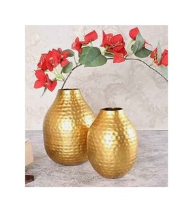 Florero de metal de color Cobre Indio Florero de venta de precio bajo económico Florero de metal de color cobre martillado Floreros Artículo - Product Image 4