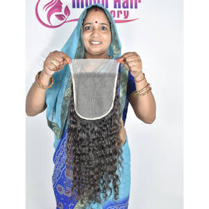 Produit d'exportation indien, aspect naturel, cheveux vierges humains remy doux et soyeux, cuticules alignées, fermeture originale, bouclés, vente à bas prix - Product Image 1