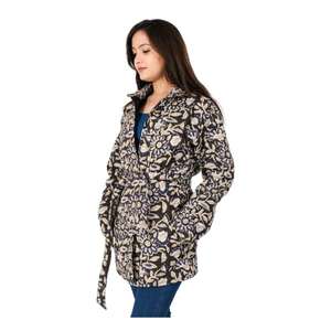 Veste matelassée en coton pour femmes, manteau d'hiver chaud à la mode avec col montant respirant imprimé de fleurs pour l'automne - Product Image 3