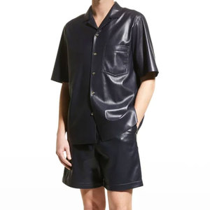 Camisas Casuales de Cuero para Hombre con Cierre de Botones Personalizado OEM, Diseño de Logotipo Personalizado, Buen Precio de Venta - Product Image 4