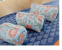 Ensemble de 3 pièces en coton matelassé imprimé à la main par des artisans indiens, écologique, pour sac, durable, lavable, multi-usages, voyage