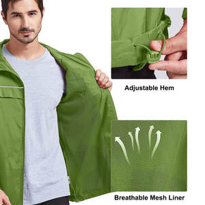 Low MOQ Custom Waterproof <b>Canvas</b> <b>Jackets</b> <b>Men</b> Women Lightweight 100% Cotton Stand Collar Hooded Foldable Windbreaker - Product Image 5