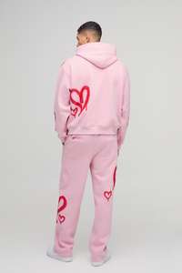 Ensemble de survêtements deux pièces couleur rose vif pour l'hiver pour hommes ensemble de pantalons de survêtement sérigraphiés fabriqués au Pakistan - Product Image 4