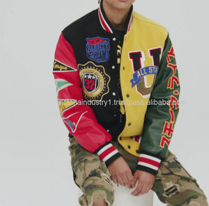 แจ็คเก็ตบอมเบอร์ผ้าซาตินแบบยูนิเซ็กซ์สำหรับฤดูหนาวปี 2026 ปักลาย แต่งแขนหนังเชนิลล์ ไซส์พลัส ขายดี พร้อมฮู้ดผ้าขนสัตว์ ติดกระดุม - Product Image 5