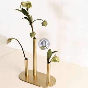 Vase à fleurs en métal à 3 tubes personnalisé, pièce maîtresse de mariage, porte-bourgeon, cadeau décoratif, fournisseur d'article - Product Image 3