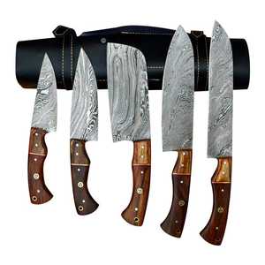 Juego de cocina japonés hecho a mano de acero de Damasco de 8 pulgadas, 5 uds., cuchillo de Chef con mango de madera Pakka, cuchillos de cocina - Product Image 2