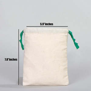 Green <b>Drawstring</b> Fabric <b>Pouch</b> 6W X 8H with Custom Logo Embroidery Screen Printing for Jewelry Packaging and Promotions - Product Image 2