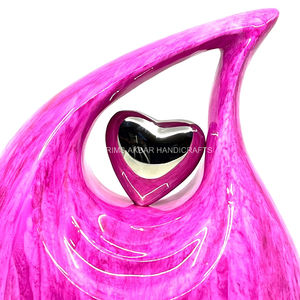 Urna de aluminio en forma de lágrima moderna rosa y blanca para cenizas humanas adultas, cremación de recuerdo funerario conmemorativo de Metal ecológico elegante - Product Image 2