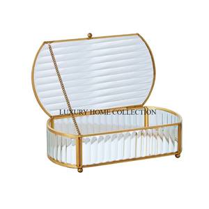 Boîtes de rangement de cartes de qualité exclusive en métal blanc forme carrée Table décorative bureau cartes de visite boîtes de rangement - Product Image 6