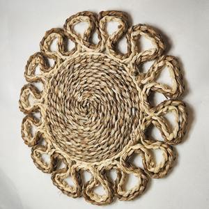 Napperon fleur jonc de mer tissé décor de Table de mariage Boho Table à manger chargeur rustique Vintage napperon tapis naturel chaleur tapis de table - Product Image 4