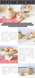 Théière en rotin tasse et dessous de verre support à gâteau/service à thé jouets naturels jouets biologiques - Product Image 2