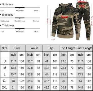 Conjunto Deportivo de 2 Piezas para Hombre, Estilo Vintage Desgastado, con Logotipo Personalizado, de Algodón y Nailon, con Capucha y Pantalones Jogger, Diseño de Camuflaje para Caza - Product Image 6