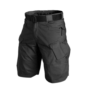 Pantalones cortos de lona transpirable ecológicos informales a prueba de viento para hombre rasgados empalme personalizado - Product Image 1