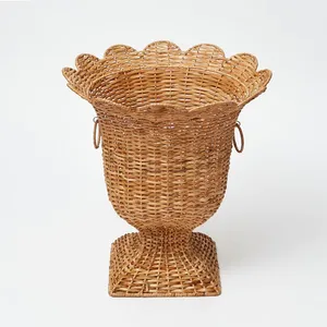 Jarrón de urna de ratán de mimbre Natural más vendido, jarrón de Pedestal, decoración del hogar, macetas, MOQ bajo, tamaño personalizado, fábrica directa de Vietnam - Product Image 1