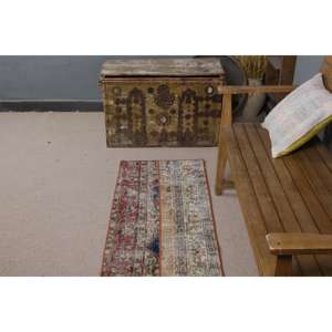 Vintage <b>Runner</b> Rug, 1.8x6.2 ft Turkish Rug, <b>Red</b> Floral Wool Rug - Product Image 4