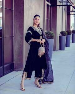 ชุดปาร์ตี้ผ้ากำมะหยี่วิสคอสสีบริสุทธิ์ชุด pent & dupatta - Product Image 3