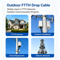 Kabel Drop FTTH Outdoor, Kabel Fiber Drop FTTH G657A1 Single Mode LSZH, Kabel Udara Self Supporting, Pabrik Produsen