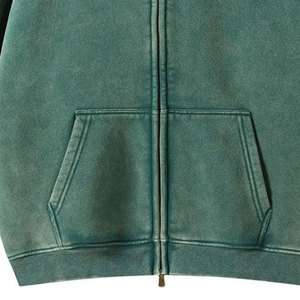 Sudaderas con Capucha Lavadas al Ácido Personalizadas al por Mayor para Hombre, Sudaderas con Capucha de Gran Tamaño con Cierre, Básicas, de Algodón Mezclado, de Alta Calidad - Product Image 3