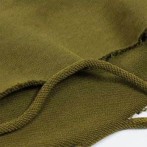 Sudaderas con capucha de color verde oliva, Sudadera de felpa francesa sin bolsillos, sudaderas con capucha de gran tamaño con dobladillo crudo para hombres con estampado de hojaldre - Product Image 2