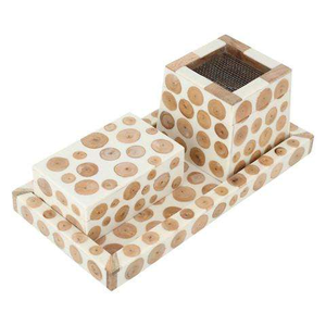 Plateau Mubkhar de créateur fait à la main brûleur d'encens en incrustation de bois ensemble de brûleur Bakhoor complet avec boîte à plateau dernier prix abordable Inde - Product Image 1