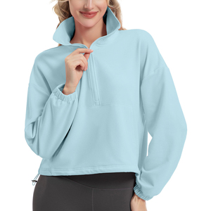 Sudadera de Manga Larga con Media Cremallera para Mujer, Estilo Holgado, Corte Cuadrado, Largo Corto, Silueta Moderna, Sudadera a la Moda - Product Image 4