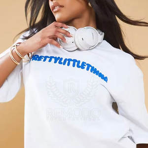 Camiseta de Mujer con Estampado Puff Personalizada OEM, Elegante, de Alta Calidad, Verano, Casual, 100% Algodón, Manga Corta - Product Image 4