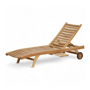 Chaises longues réglables en bois de teck piscine extérieure jardin plage chaise longue avec roues de plateau pour meubles de patio imperméables - Product Image 4