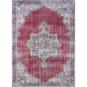 Alfombra de Lana Anudada a Mano de Gran Tamaño, Diseño de Medallón Rojo y Naranja, para Sala de Estar, Pasillo Rectangular, Modelo Pae-2413 - Product Image 1