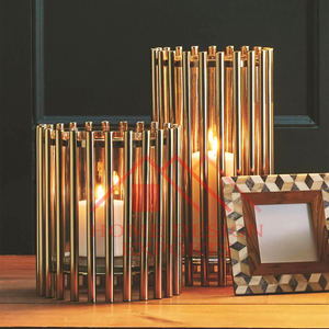 Diseño atractivo Venta caliente Vela de metal-Hurricane Gold Acabado Diseño de lujo Portavelas - Product Image 3