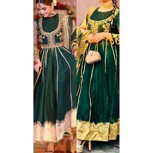 Elegante Vestido de Gasa Verde Botella con Bordado 100% Poliéster para Fiestas Formales y Bodas - Product Image 2