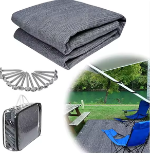 HDPE gris bleu <span class=keywords><strong>caravane</strong></span> <span class=keywords><strong>auvent</strong></span> <span class=keywords><strong>tapis</strong></span> de sol camping-car <span class=keywords><strong>tapis</strong></span> de tente avec œillets en métal pour le camping en plein air 300gsm - Product Image 4