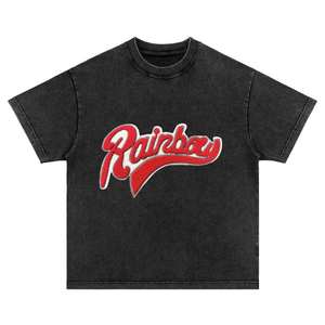 Camiseta lavada con ácido y bordado con logotipo personalizado para hombre, ropa de calle de algodón 100% de gran tamaño, estampado Vintage desgastado, gráfico Original - Product Image 1