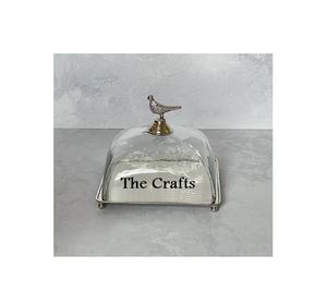 Ensemble d'artisanat, trois tailles différentes, support à gâteau en aluminium couleur or martelé, couvercle en acrylique, logo personnalisé pour la maison et le commerce - Product Image 3