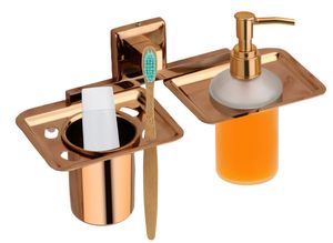 Distributeur de savon liquide de salle de bain en acier inoxydable avec ensemble de porte-brosse à dents organisateur mural durable pour la décoration de la maison et de l'hôtel - Product Image 5