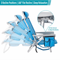 Chaise de plage pliante inclinable 2-en-1, dossier réglable en 5 positions, tube en acier, chaise longue portable, vente en gros directe d'usine