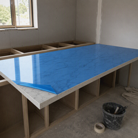 Film de protection de surface auto-adhésif personnalisé en PE bleu indien pour l'industrie et les panneaux de pierre de comptoir en quartz à surface solide