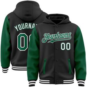 Custom Two-Tone Letterman Bomber Jacket para los hombres Full-Snap Varsity Hoodie Style - Product Image 6
