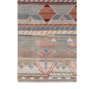 Tapis géométrique noué à la main Freedom Manchaha en laine et soie de bambou, épaisseur 10 mm, forme rectangulaire pour salon et couloir - Les-8051 Gris Noir - Product Image 4