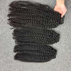 Cheveux crépus bouclés dans la trame, 100% cheveux humains, cheveux bruts un donneur - Product Image 3