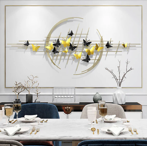 Papillon lune fer décoration murale intérieur extérieur fait à la main tenture murale hôtel restaurant maison salon chambre arts décoratifs - Product Image 1