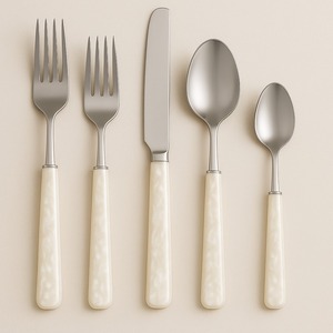 Juego de cubiertos de acero con espejo, mango de resina dorada y miel ámbar, cuchara de cena de acero inoxidable de lujo, tenedor, cuchillo, cubiertos, cocina de 5 piezas - Product Image 6