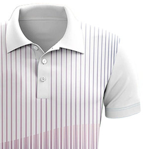 Camiseta Deportiva para Hombre |   Impresión Digital con Degradado de Rayas Verticales Blancas y Azules |   Camiseta de Golf Transpirable que Absorbe la Humedad | - Product Image 4