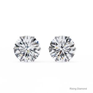 Pendiente de tuerca de diamante cultivado en laboratorio de corte redondo de 1,3 quilates, regalo de aniversario para ella en oro blanco, pendiente de diamante CVD - Product Image 1