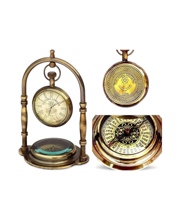 Horloge de table vintage en laiton, métal, socle en marbre, montre de poche antique, horloge de bureau faite à la main, décoration de la maison, design art déco, batterie