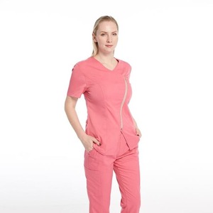 Mejor venta de moda Spandex médico Scrub enfermera conjuntos fabricación personalizada Hospital uniforme túnica traje para mujeres enfermera - Product Image 4