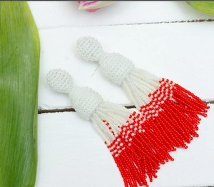 Radiant Red Ombre Tassel Earrings Luxury Quality <b>Emerald</b> Green Beaded Tassel Earrings - Product Image 1