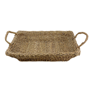 Plateau de service tressé à la main le plus vendu à partir de jonc de mer naturel plateau de table de service avec poignées - Product Image 2